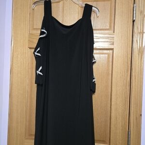 MSK Black Asymmetrical Dress with Embellished Sleeves